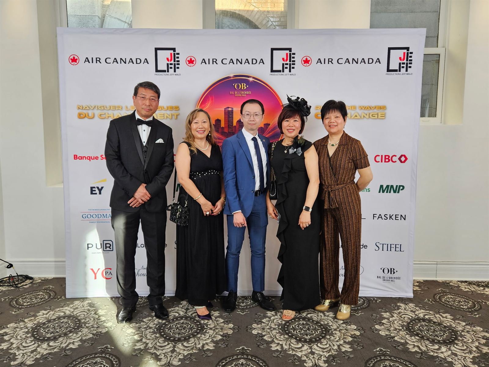 Frank Zhou and guests at the Bal de l'Orchidée gala in Montréal